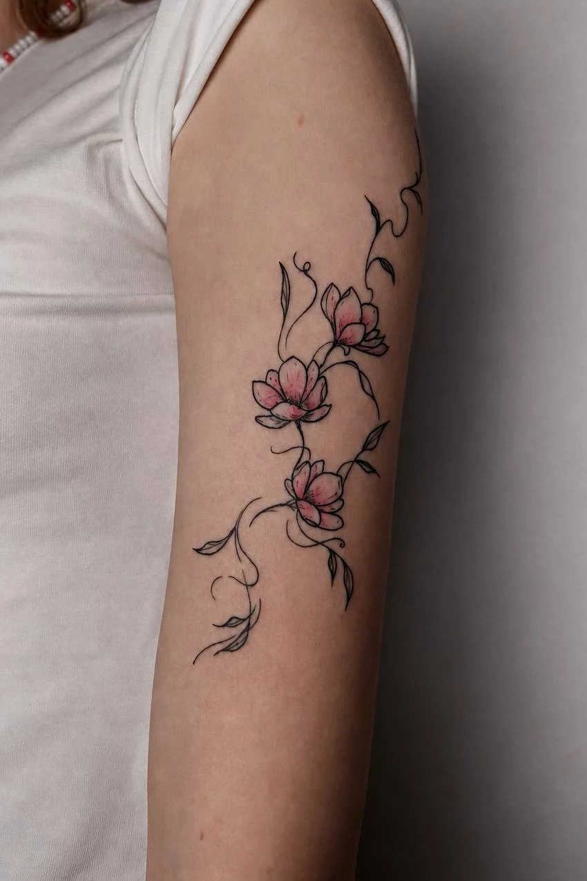 Тату в стиле Fine Line — мастер Жанна, KATANA TATTOO